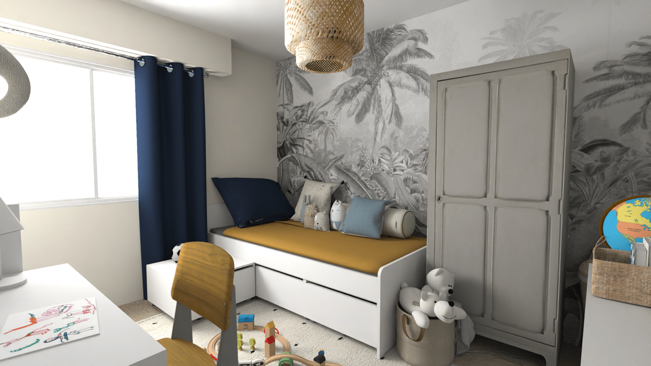 Une chambre d'enfant évolutive, esprit jungle